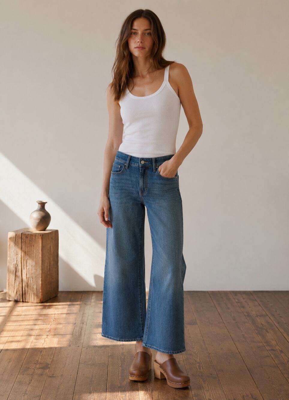 Old Navy Jeans High Rise Wow Wide Leg size 6 Boho Clean Minimalist Cropped